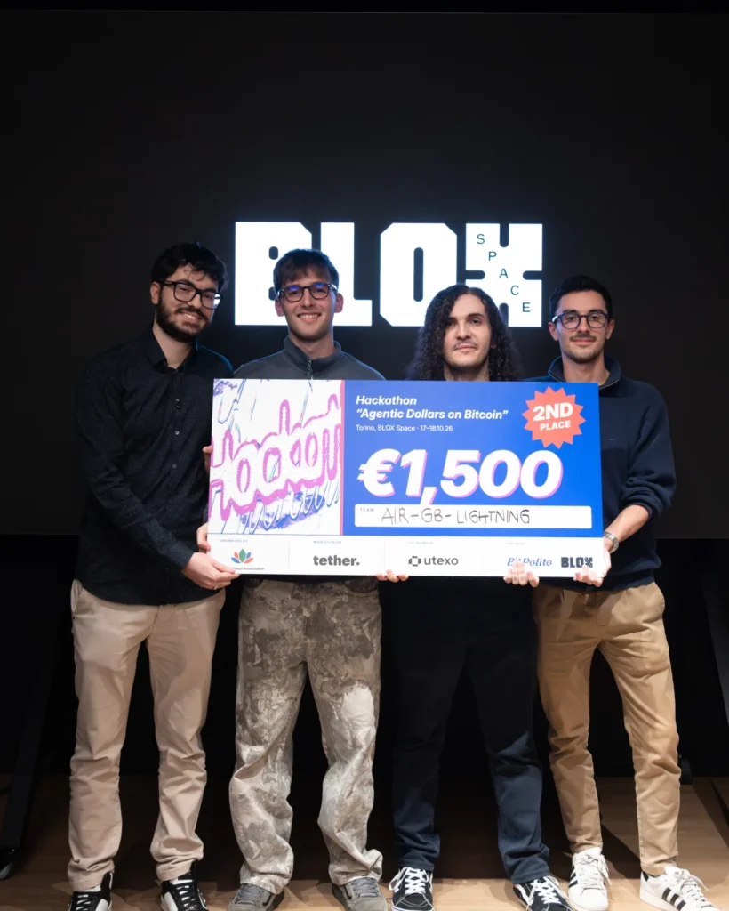 Second place at the Agentic Dollars on Bitcoin hackathon: team AIR-GB-LIGHTNING with the prize for multi-path RGB payments on Lightning